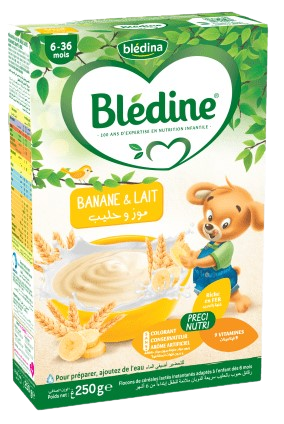 BLEDINA Céréales Blédine lactée Banane et lait 250 g - Mora Market