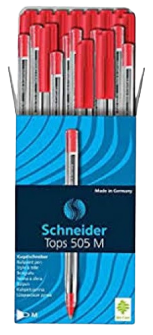 Boite de 10 stylos Schneider Tops 505M-Bleu